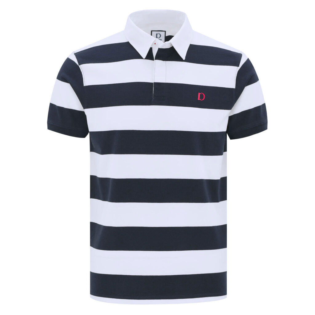 White Navy Stripe Polo Shirt